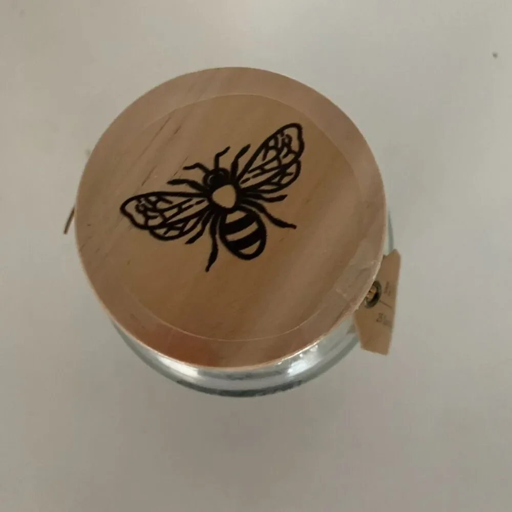 NWT Rae Dunn Bee Brave Jar Glass Canister with 25 Count Spiral Hair Ties